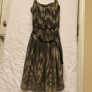 Green gold party dress with belt